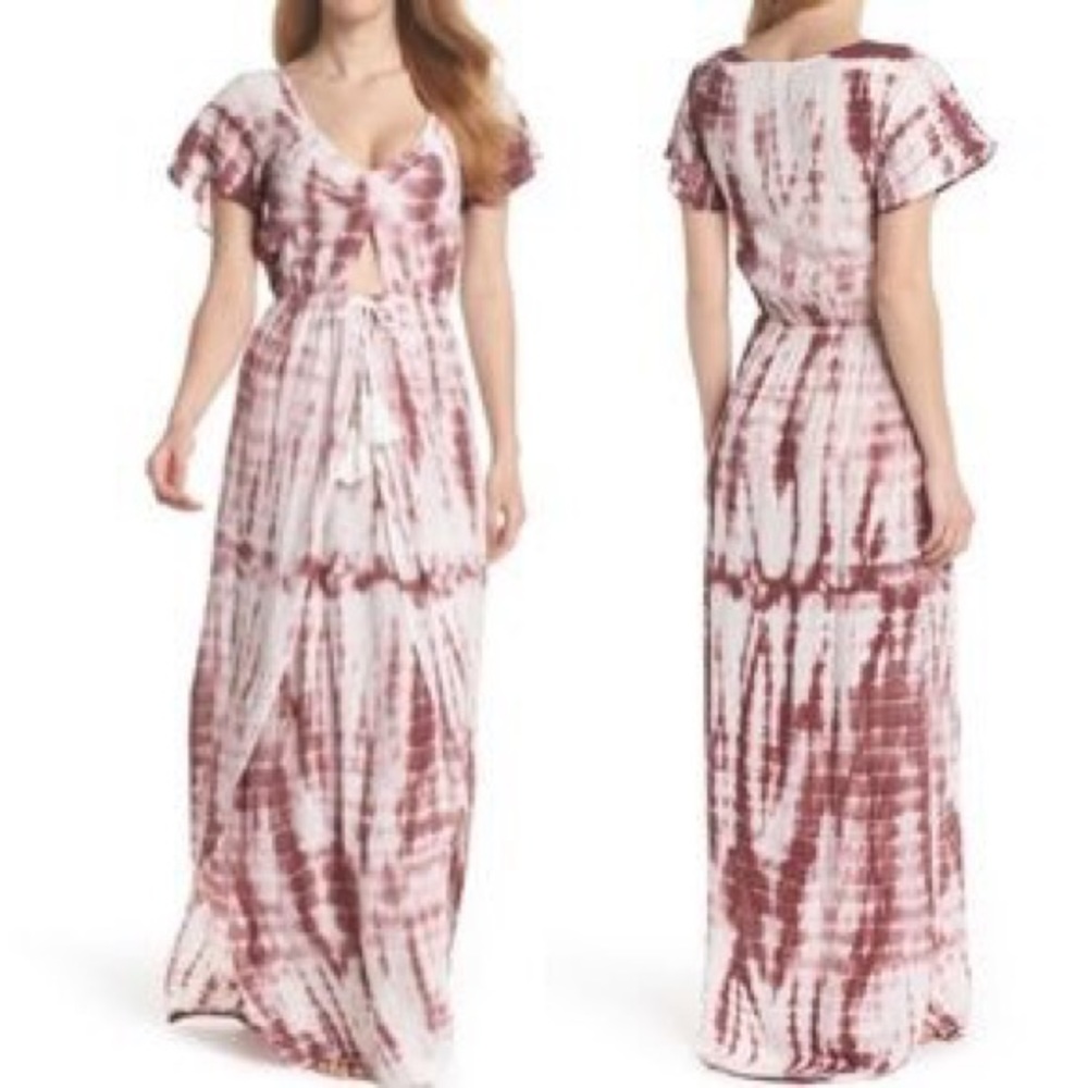 Boutique “surf Gypsy” pink tye dye maxi dress